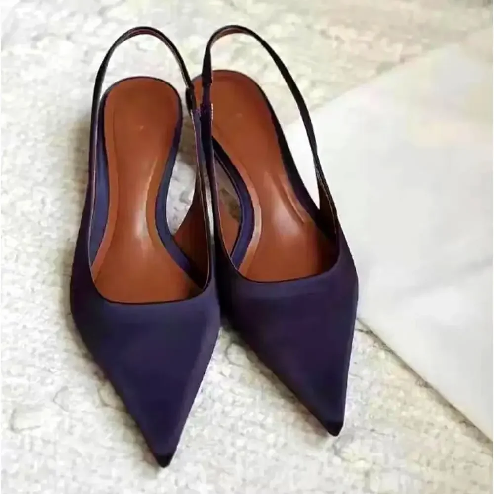 Zara Anthracite Grey Kitten Heel Slingback Pumps Pointed Toe Chic Size 7.5 NWT - Picture 12 of 16